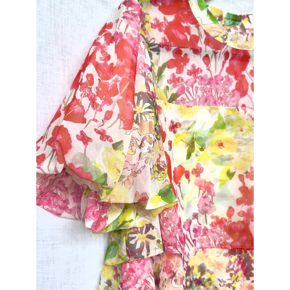 Stunning HerringStones Brand Tiered Flounce Dress Pouf Sleeve Perfect Condition - Picture 5 of 12